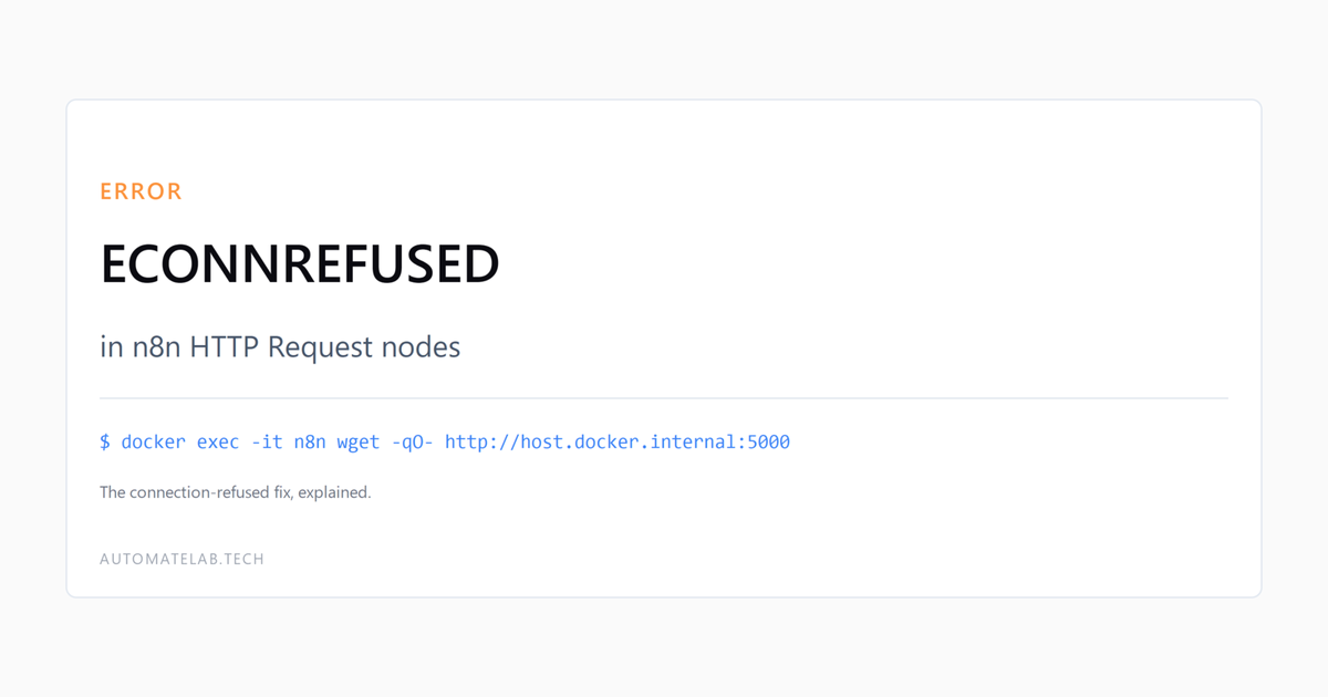 How to fix the n8n "ECONNREFUSED" error in HTTP Request nodes