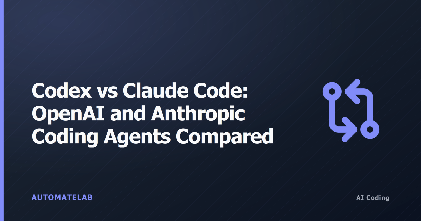 AutomateLab title card: Codex vs Claude Code, OpenAI and Anthropic coding agents compared.